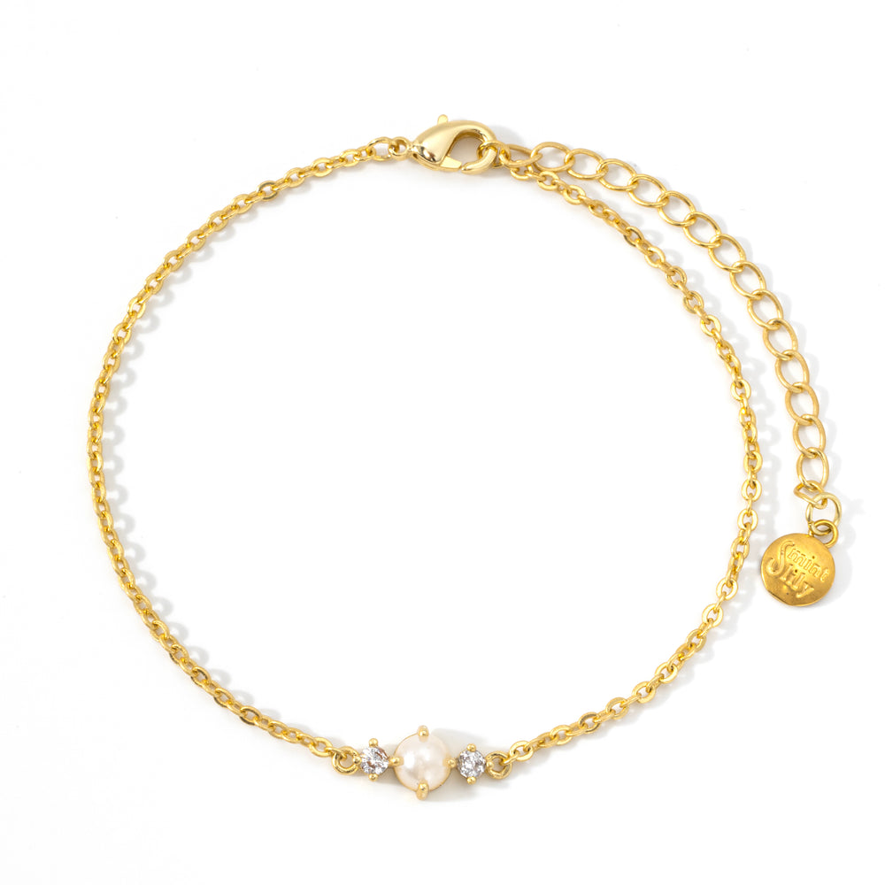 Glimmering Pearl Bracelet - Gold / 6.5" + 1"