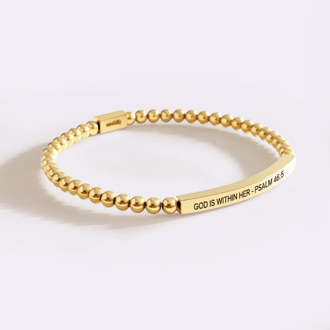 God Is Within Her - Psalm 46:5 Beaded Inspire Bracelet – Mint & Lily