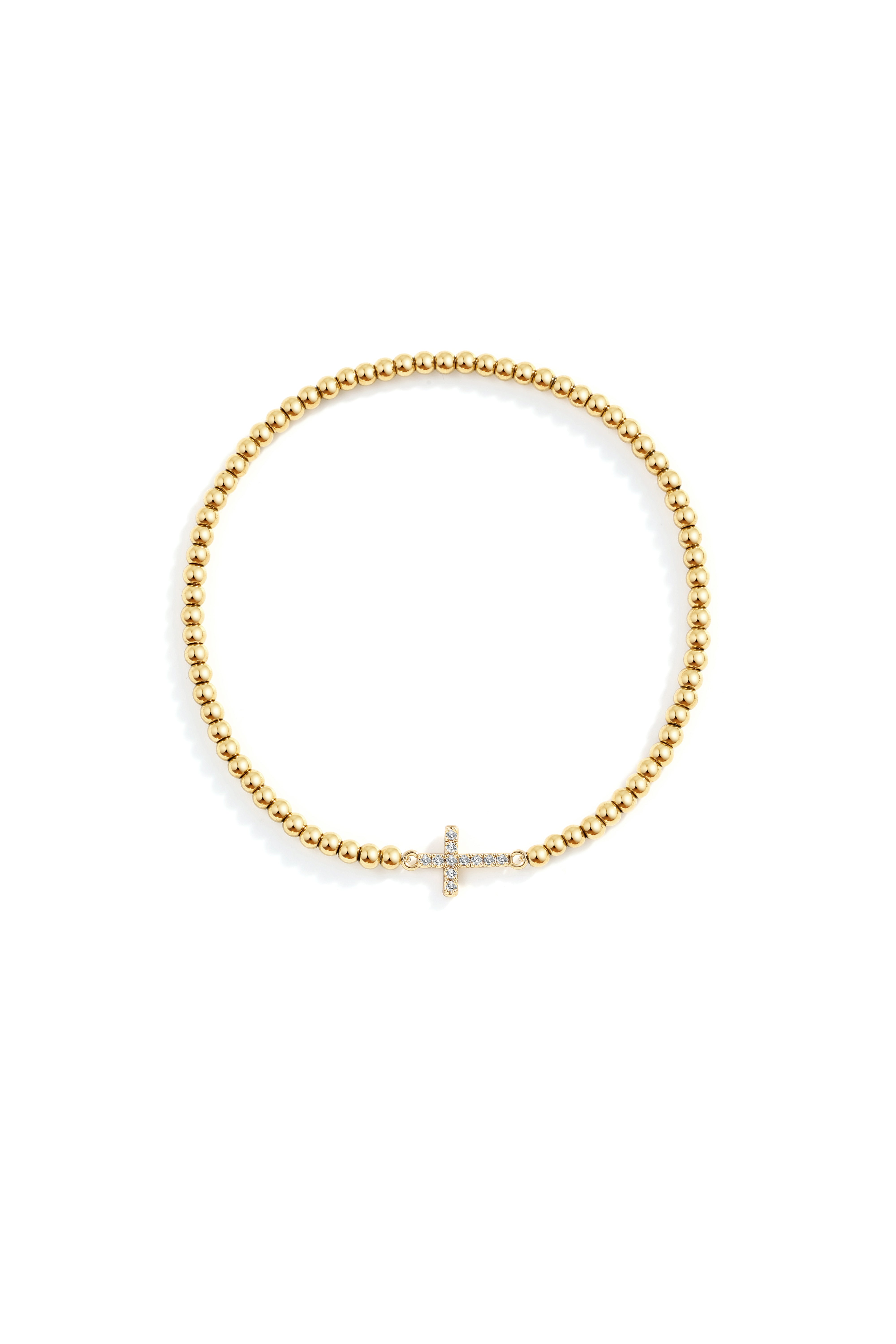 Gold Beaded Cross Stretch Bracelet – Mint & Lily