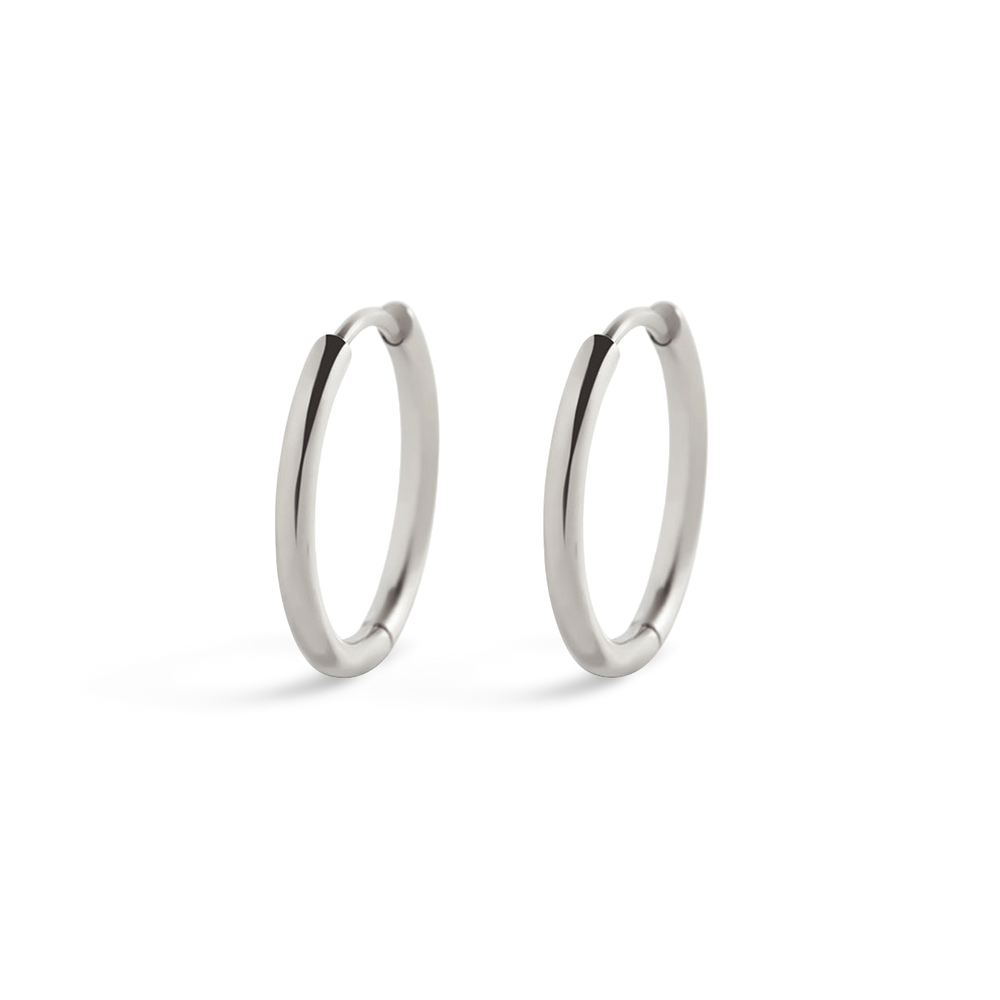Small Hoop Earrings - Silver / 14 MM