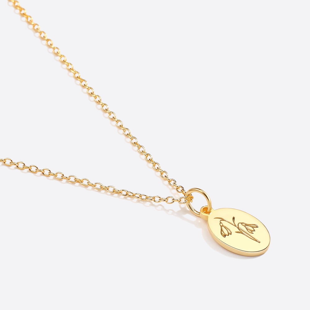 Gold Vermeil Tiny Birth Flower Necklace - January Snowdrop