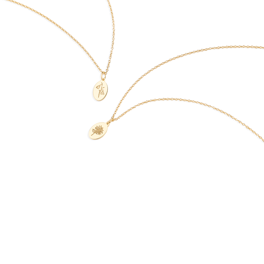 Gold Vermeil Tiny Birth Flower Necklace - January Snowdrop