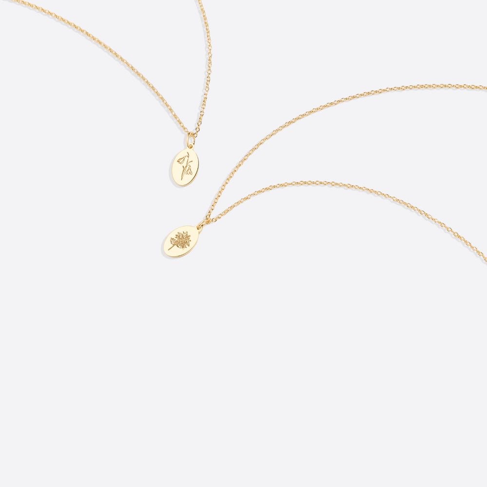 Gold Vermeil Tiny Birth Flower Necklace - January Snowdrop