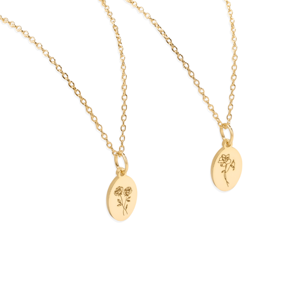 Gold Vermeil Tiny Birth Flower Necklace - January Snowdrop