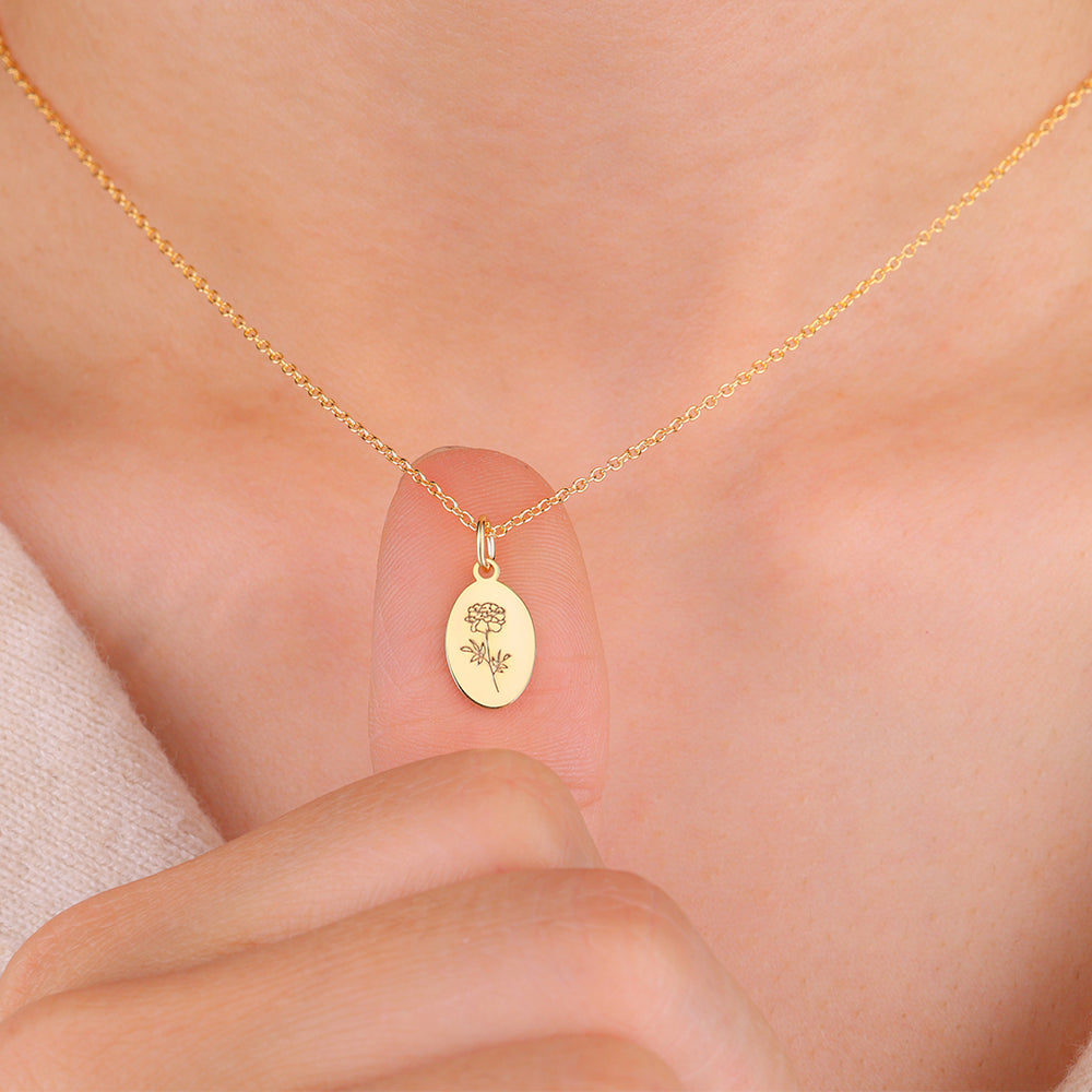 Gold Vermeil Tiny Birth Flower Necklace - January Snowdrop