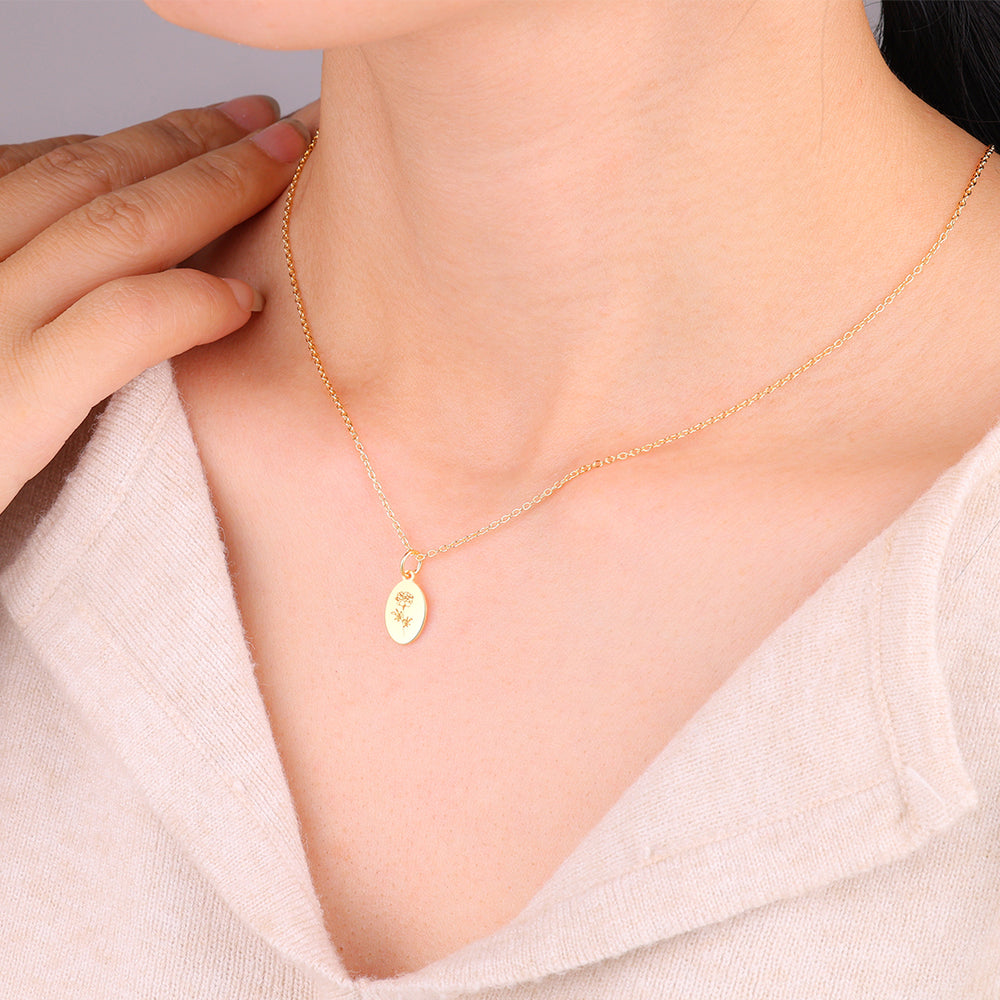 Gold Vermeil Tiny Birth Flower Necklace - January Snowdrop