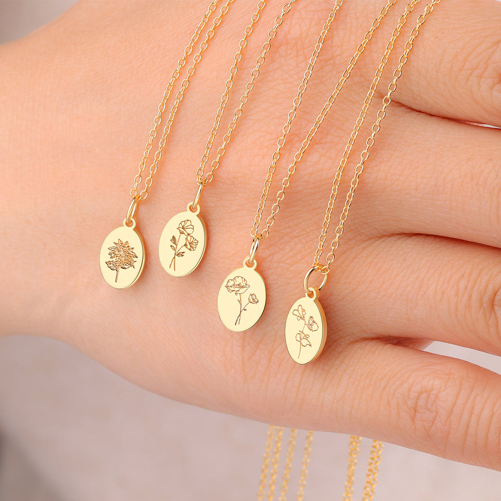 Gold Vermeil Tiny Birth Flower Necklace - January Snowdrop