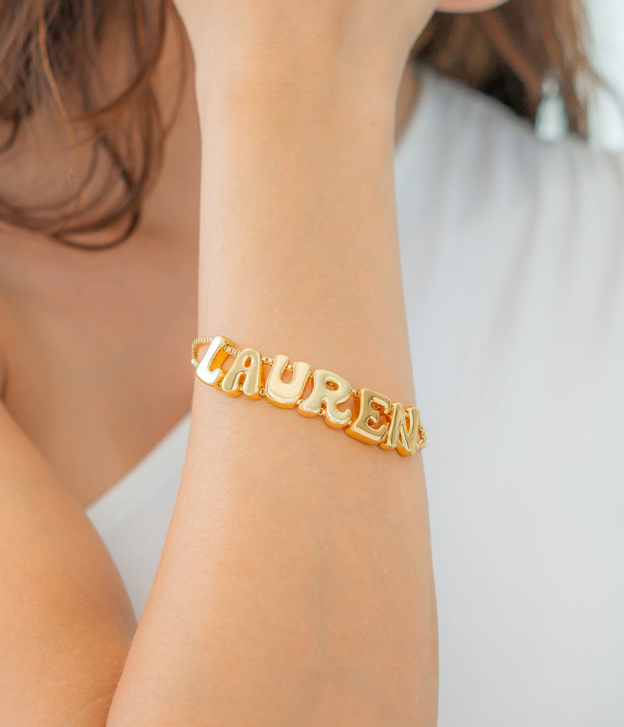Groovy Adjustable Chain Name Bracelet – Mint & Lily