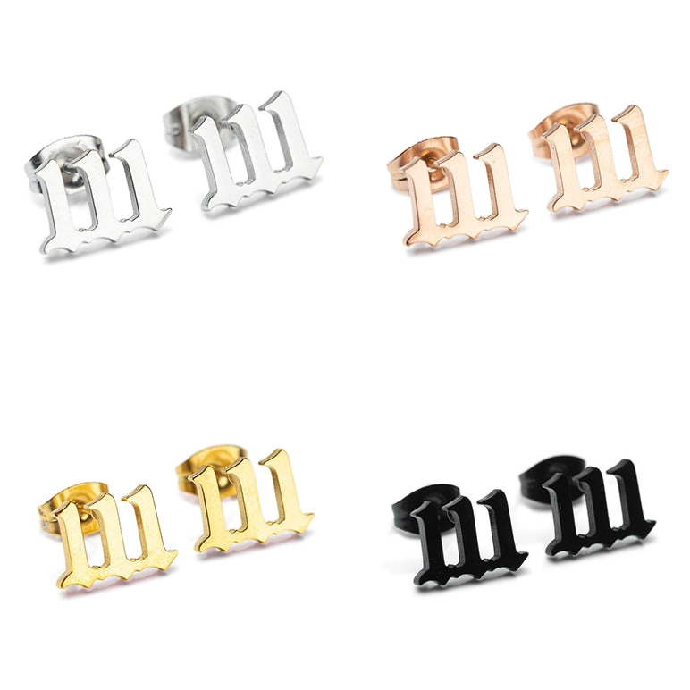 Tiny Angel Number Earrings - 18k Gold Plated / 111