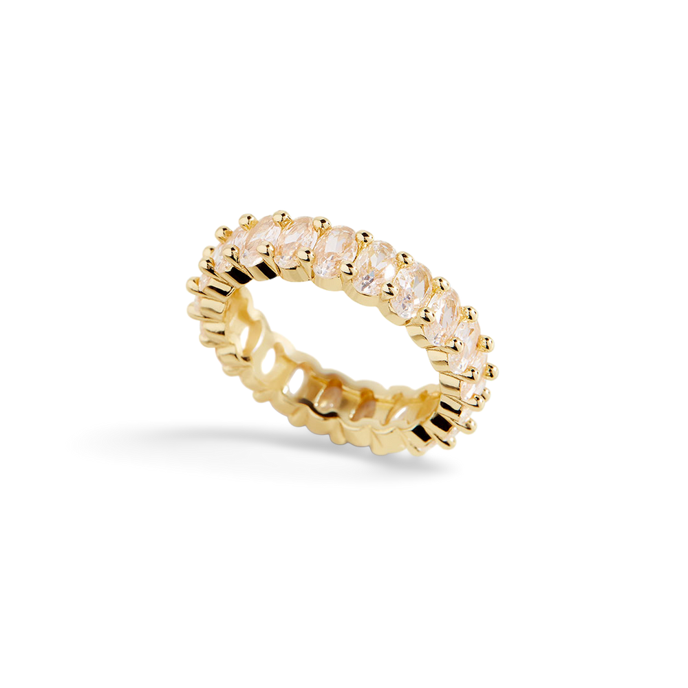 Oval Diamond Eternity Ring - 18k Gold Plated / 4