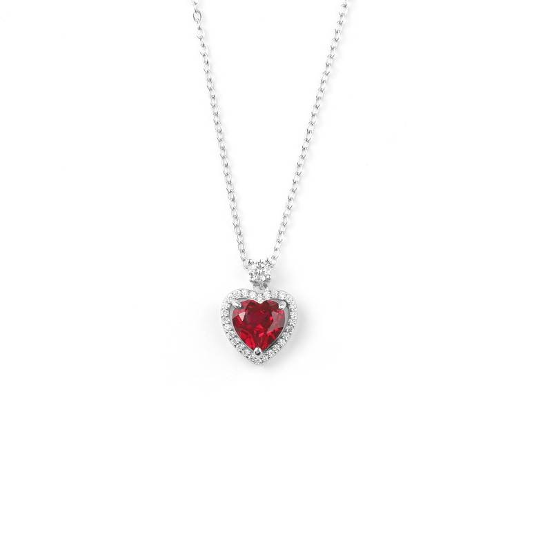 Halo Heart Gemstone Necklace - Default Title