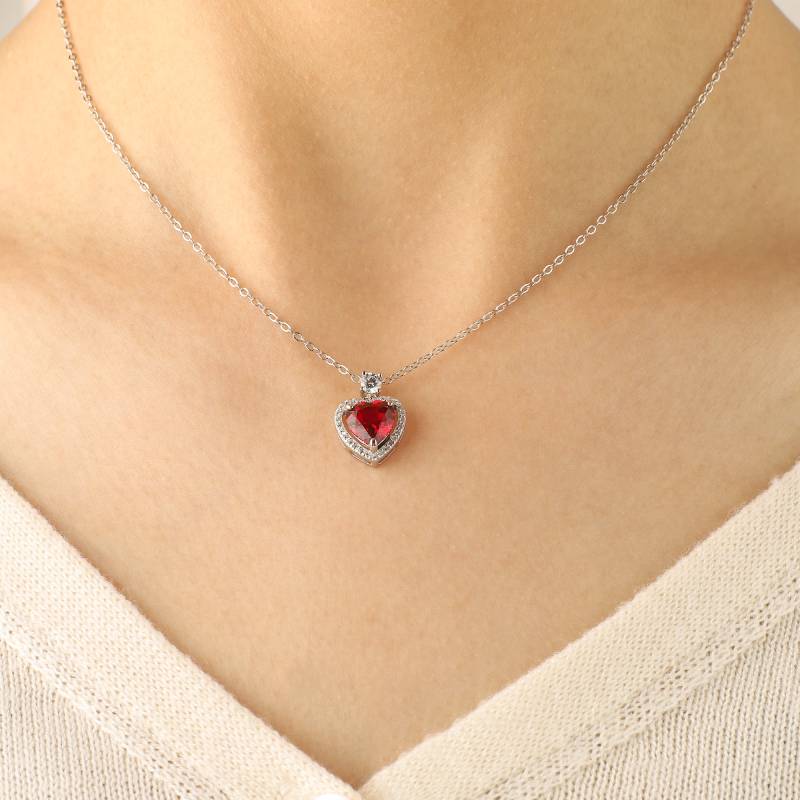 Halo Heart Gemstone Necklace - Default Title