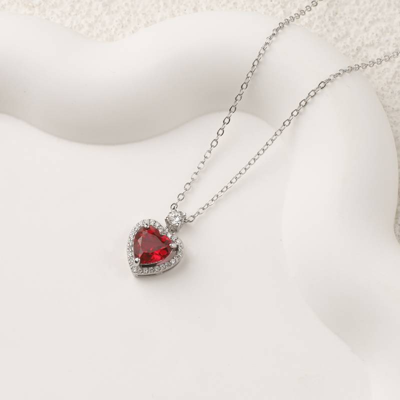 Halo Heart Gemstone Necklace - Default Title