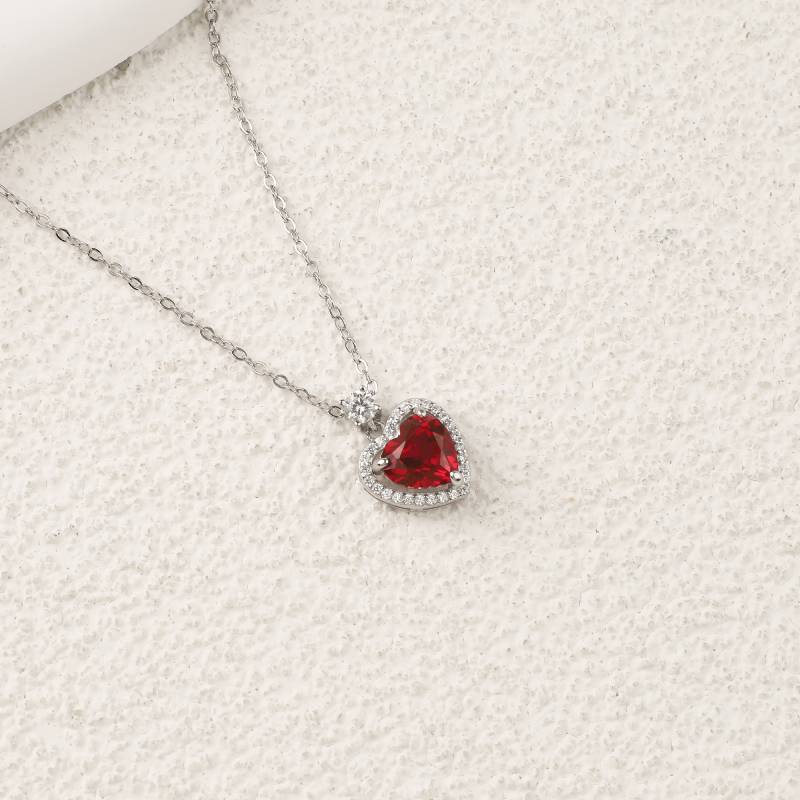 Halo Heart Gemstone Necklace - Default Title
