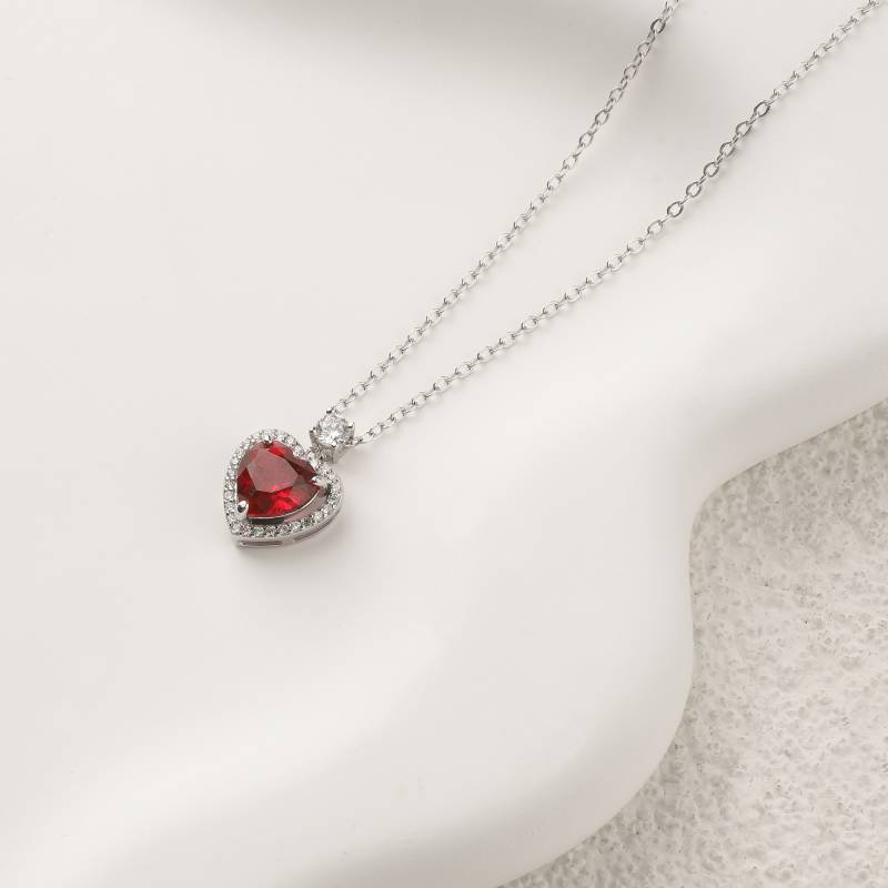 Halo Heart Gemstone Necklace - Default Title