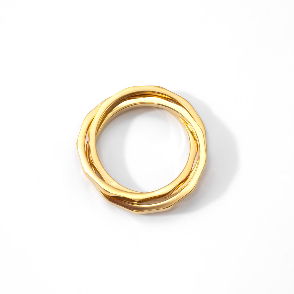 Hammered Interlocking Ring - Gold / 5