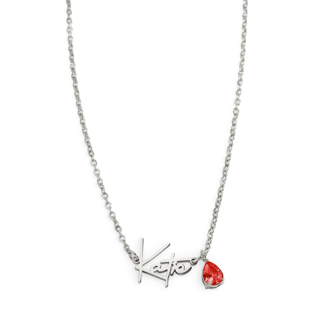 Handmade Birthstone Name Necklace