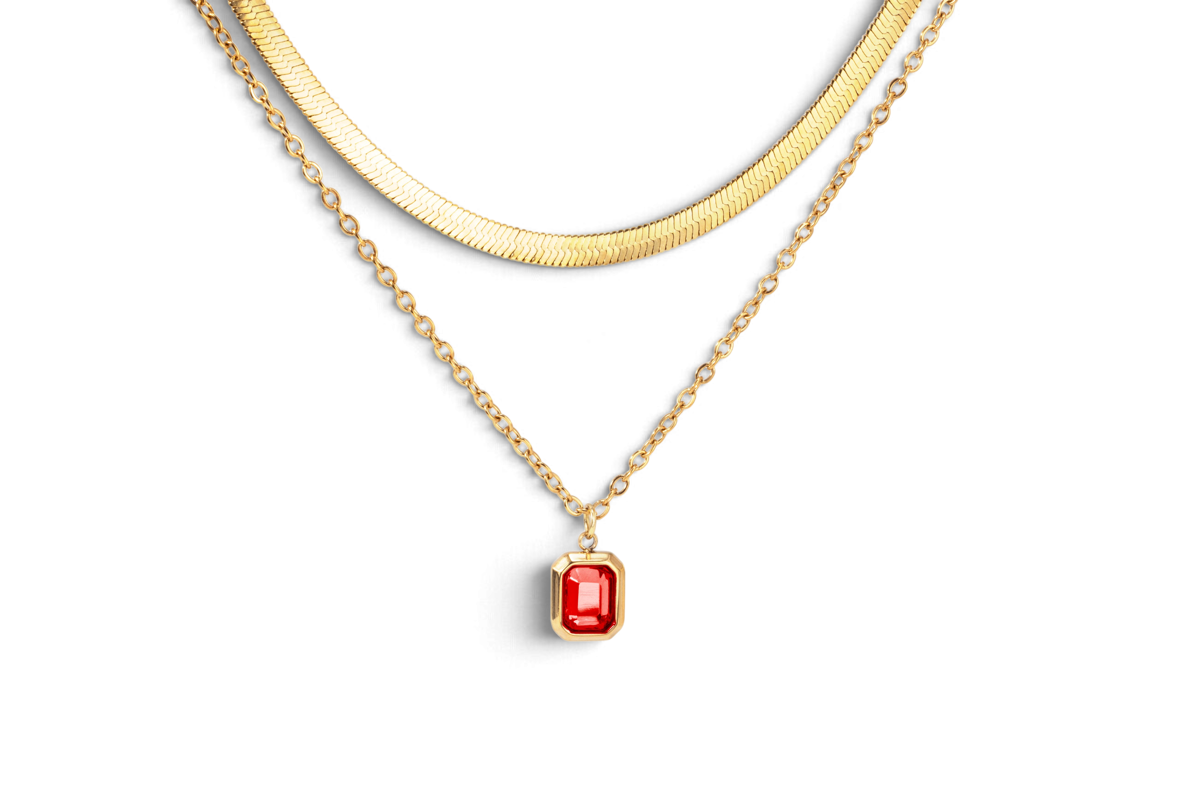 Herringbone & Emerald Shape Necklace Bundle