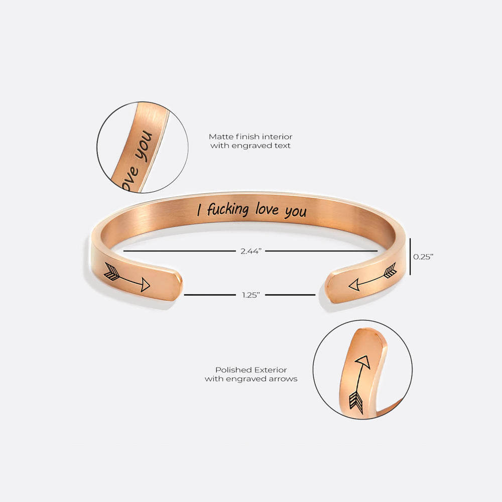 I Fucking Love You Cuff Bracelet - 18k Rose Gold Plated / Personalized