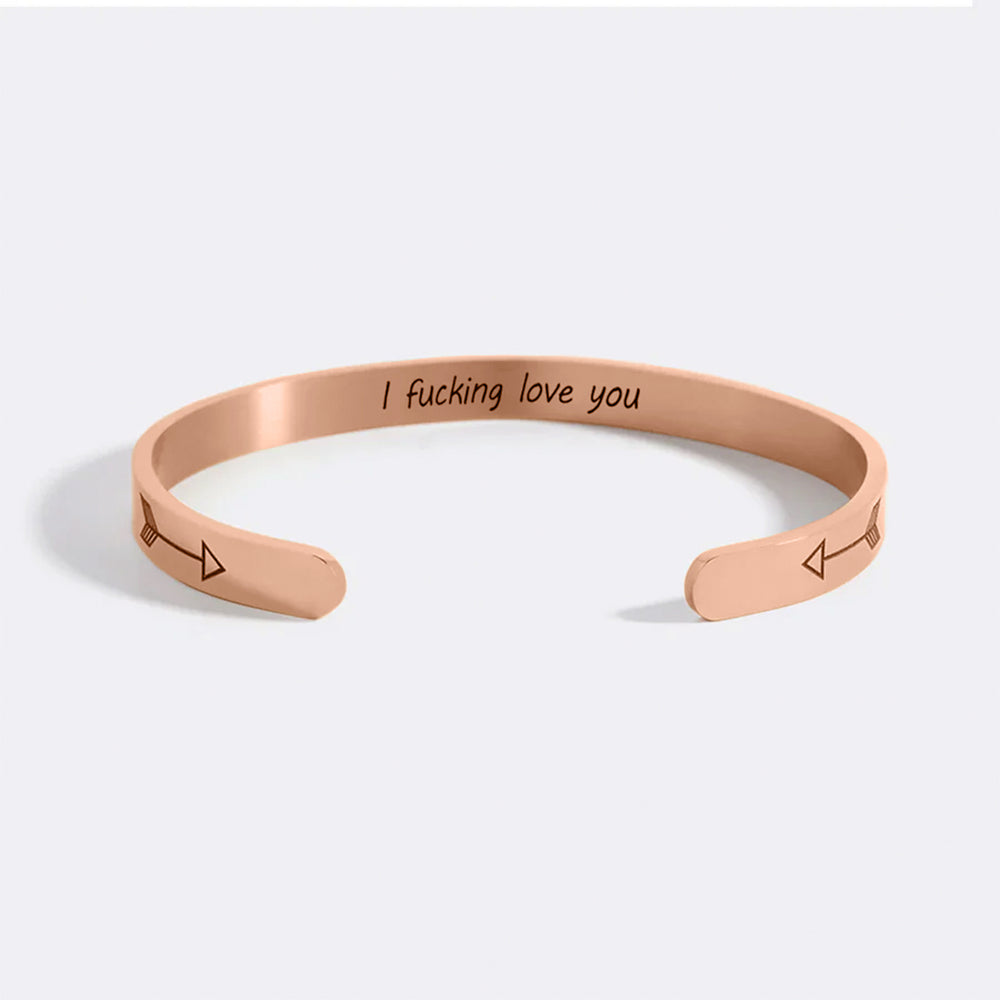 I Fucking Love You Cuff Bracelet - 18k Rose Gold Plated / Personalized