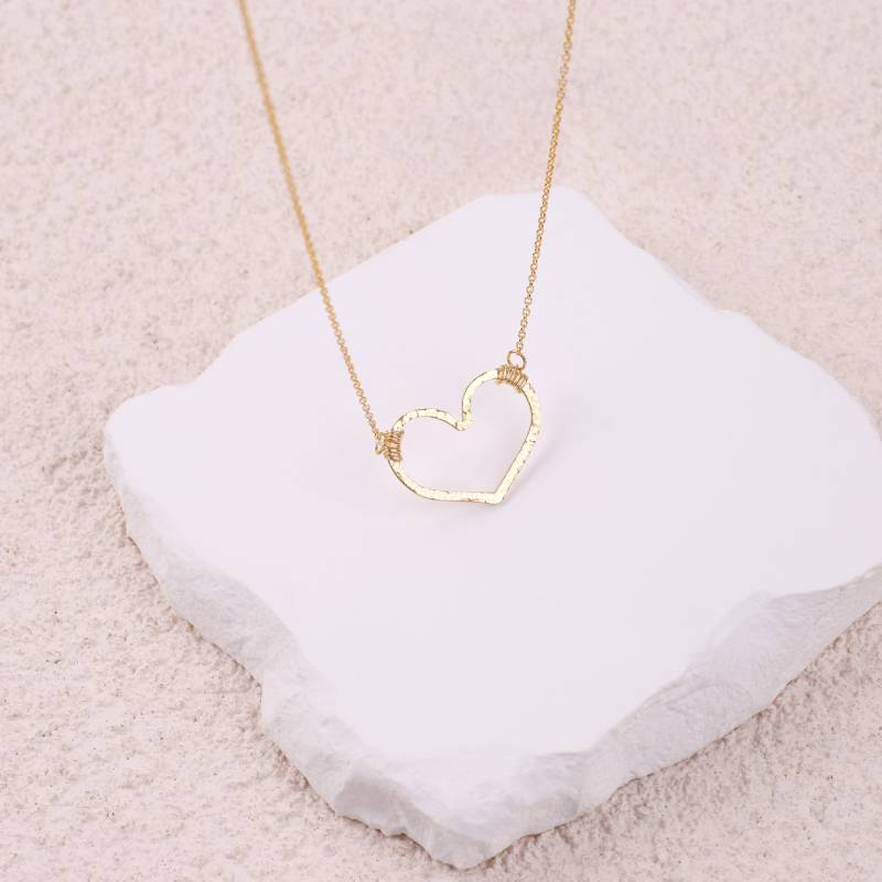 Hammered Gold Heart Necklace - Default Title