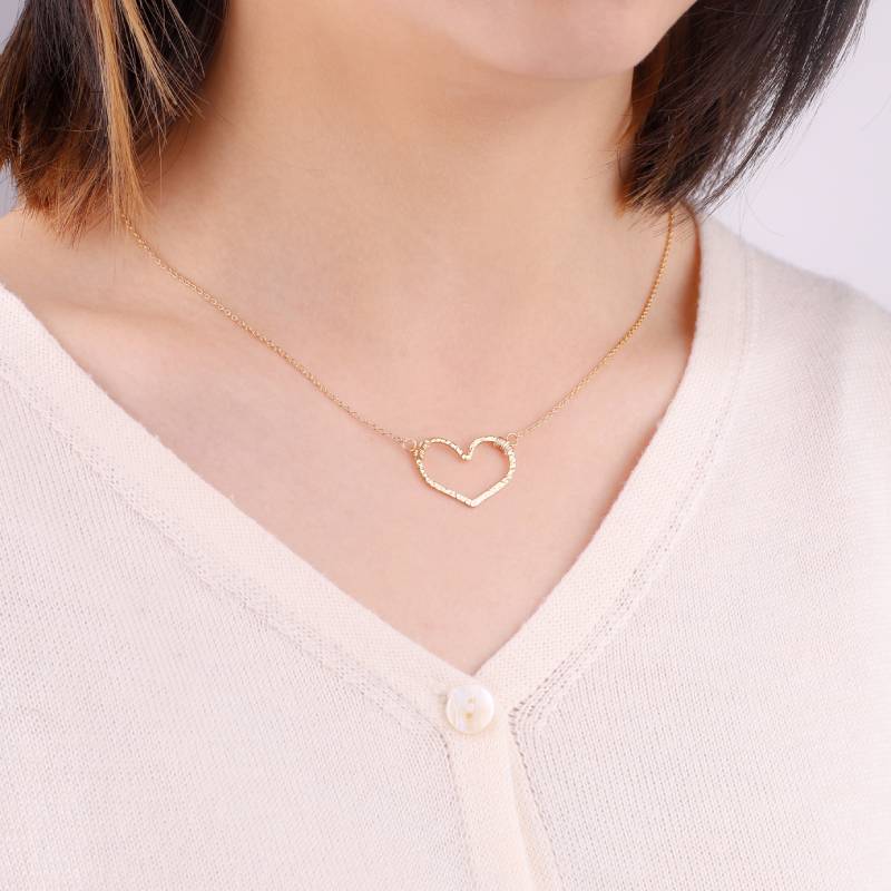 Hammered Gold Heart Necklace - Default Title