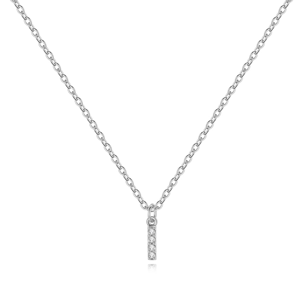 Pavé Uppercase Initial Necklace - Silver / I