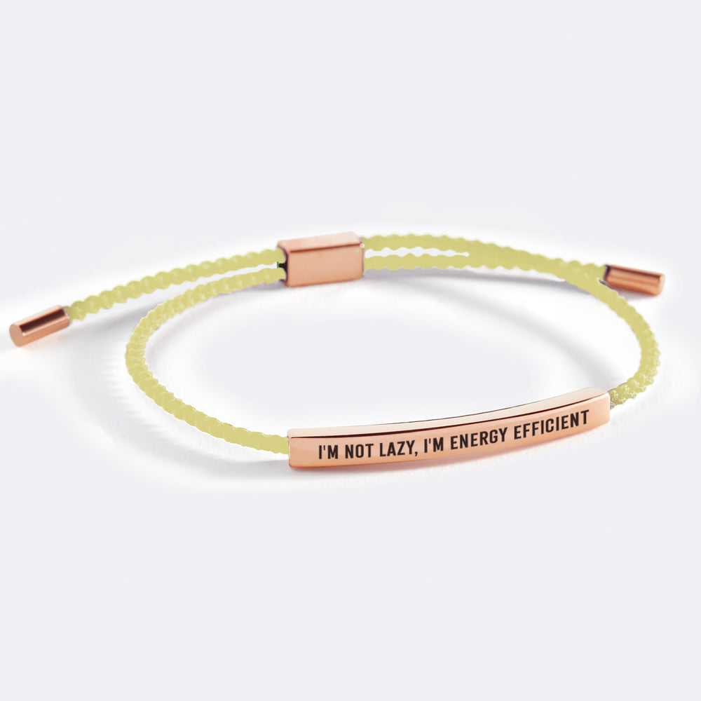 I'm Not Lazy, I'm Energy Efficient Inspire Bracelet - 18k Rose Gold Plated / Lemon Yellow