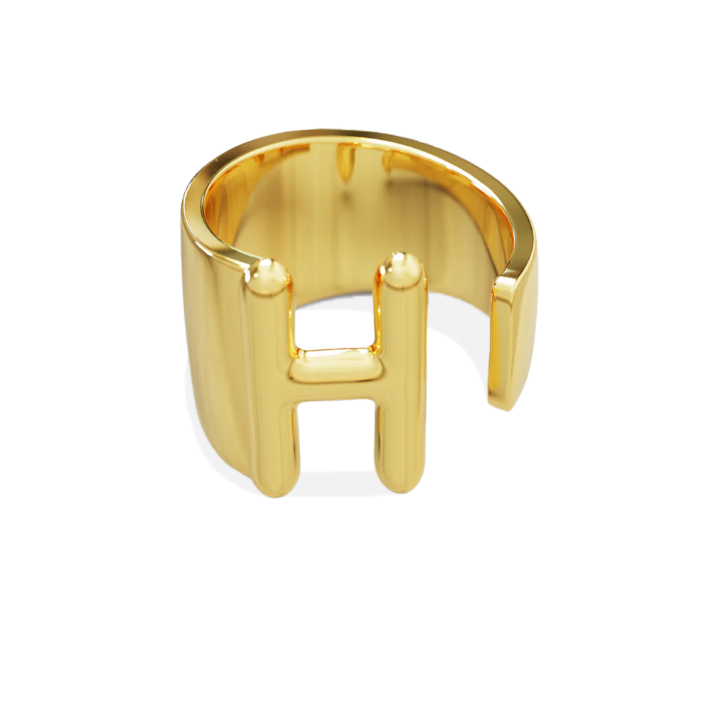 Initial Monogram Ring - Gold / H