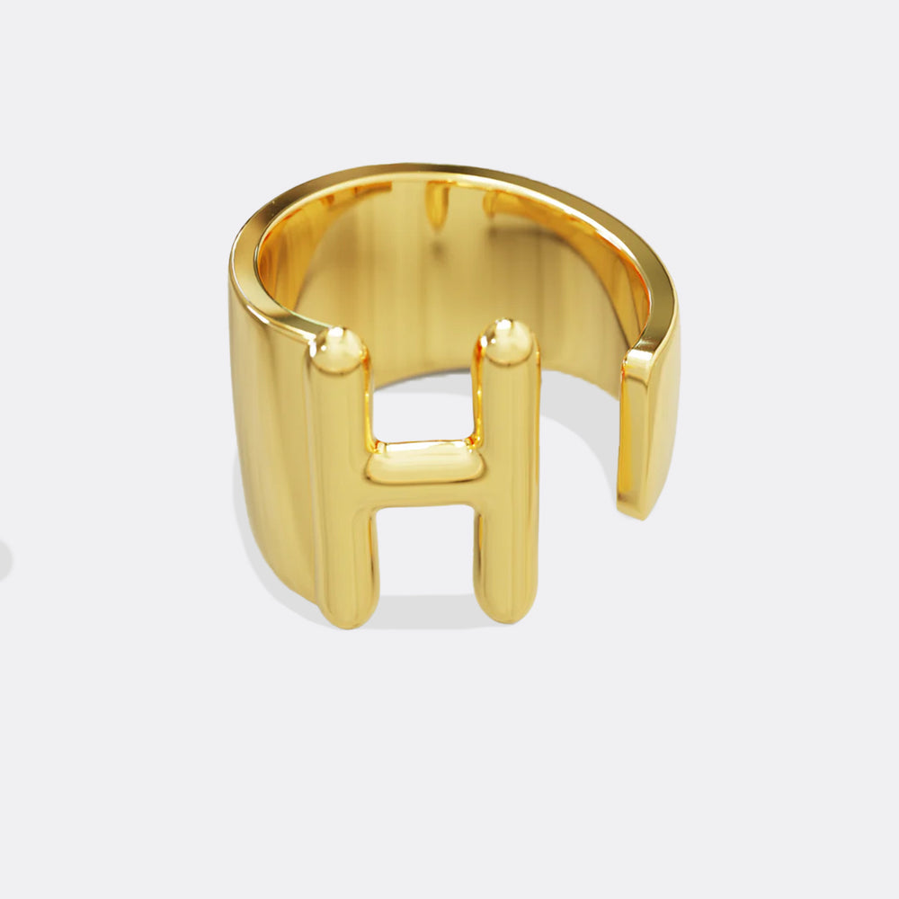 Initial Monogram Ring - Gold / H