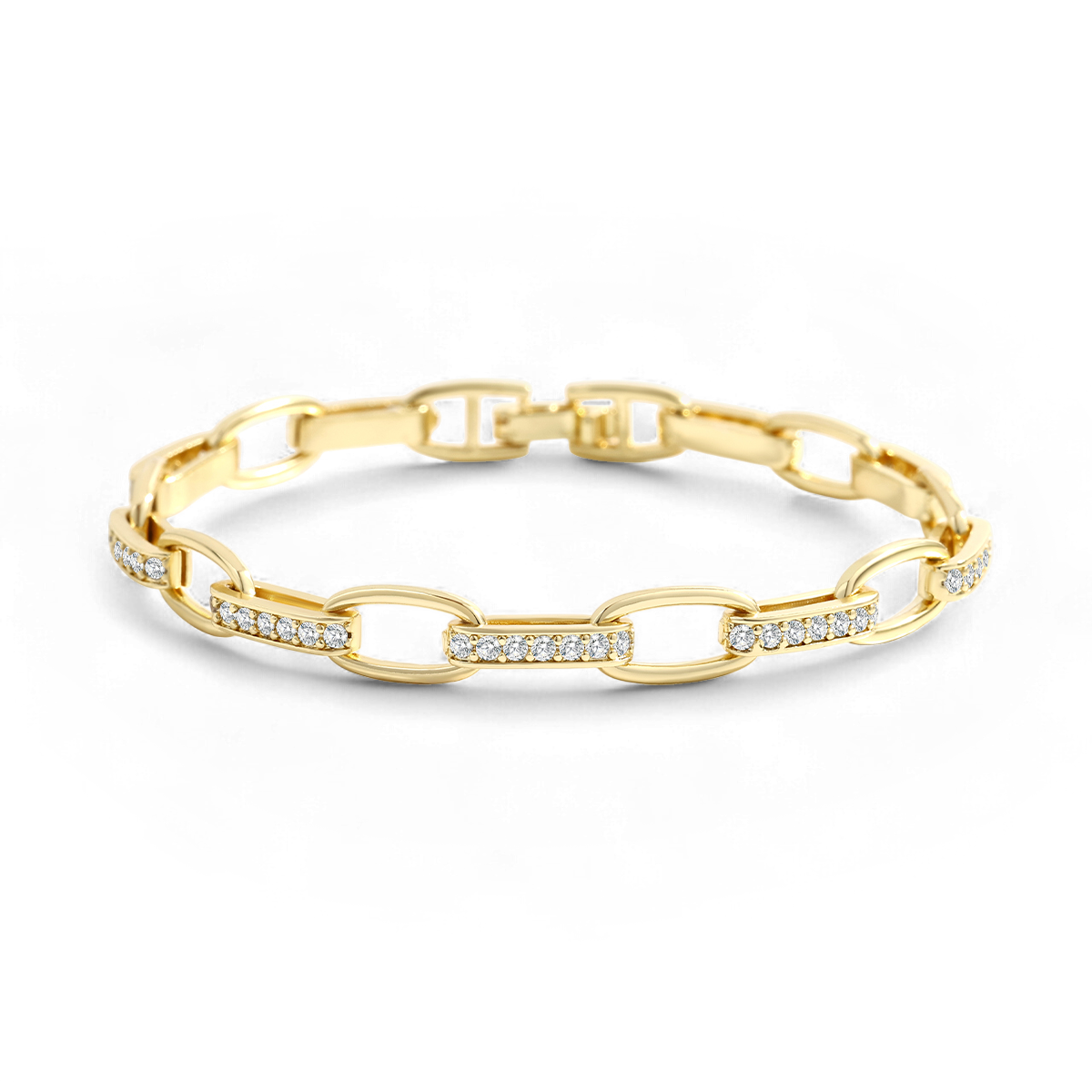 Interlinked Diamond Paperclip Bracelet