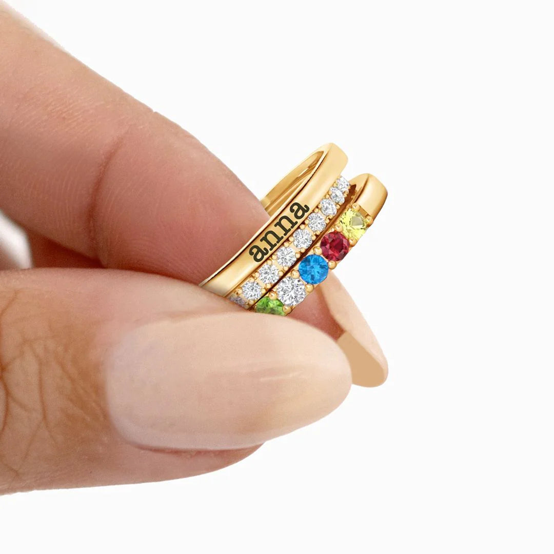 Copy of Personalized Birthstones Stacking Name Rings test