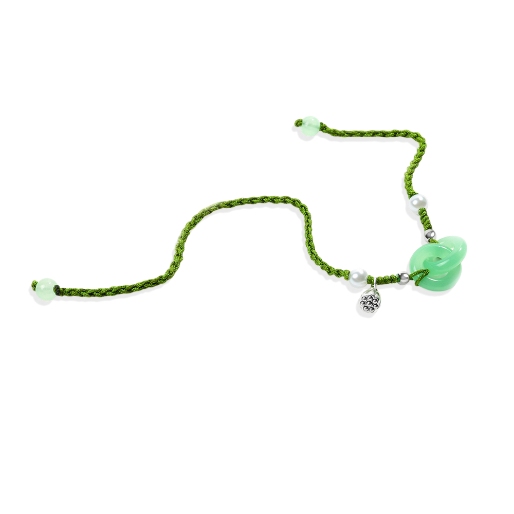 Jade Pearl & Lotus Prosperity String Bracelet - Default Title