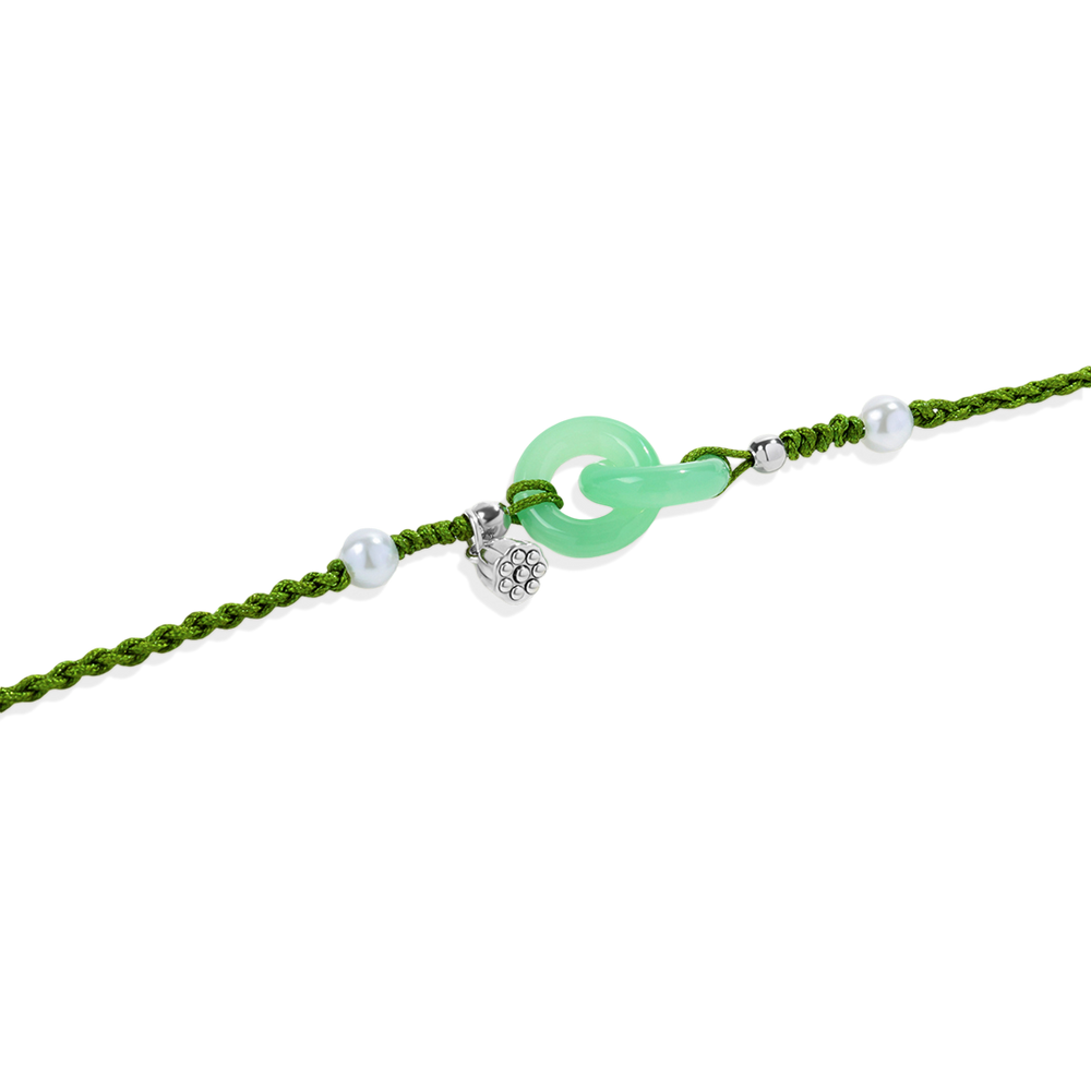 Jade Pearl & Lotus Prosperity String Bracelet - Default Title