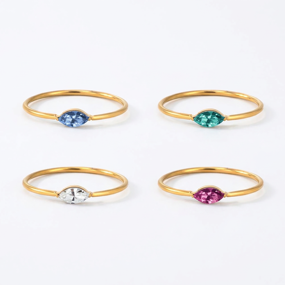 Layered Birthstone Stacking Ring - Gold / January Garnet / 5