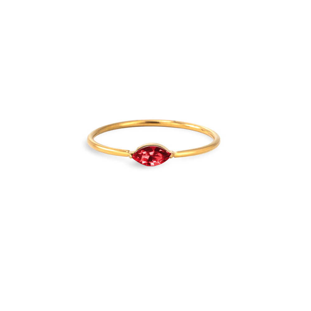 Layered Birthstone Stacking Ring - Gold / January Garnet / 5