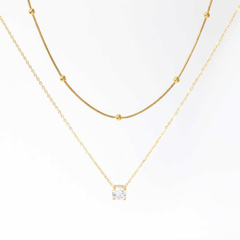 Layered Double Chain Necklace - Gold