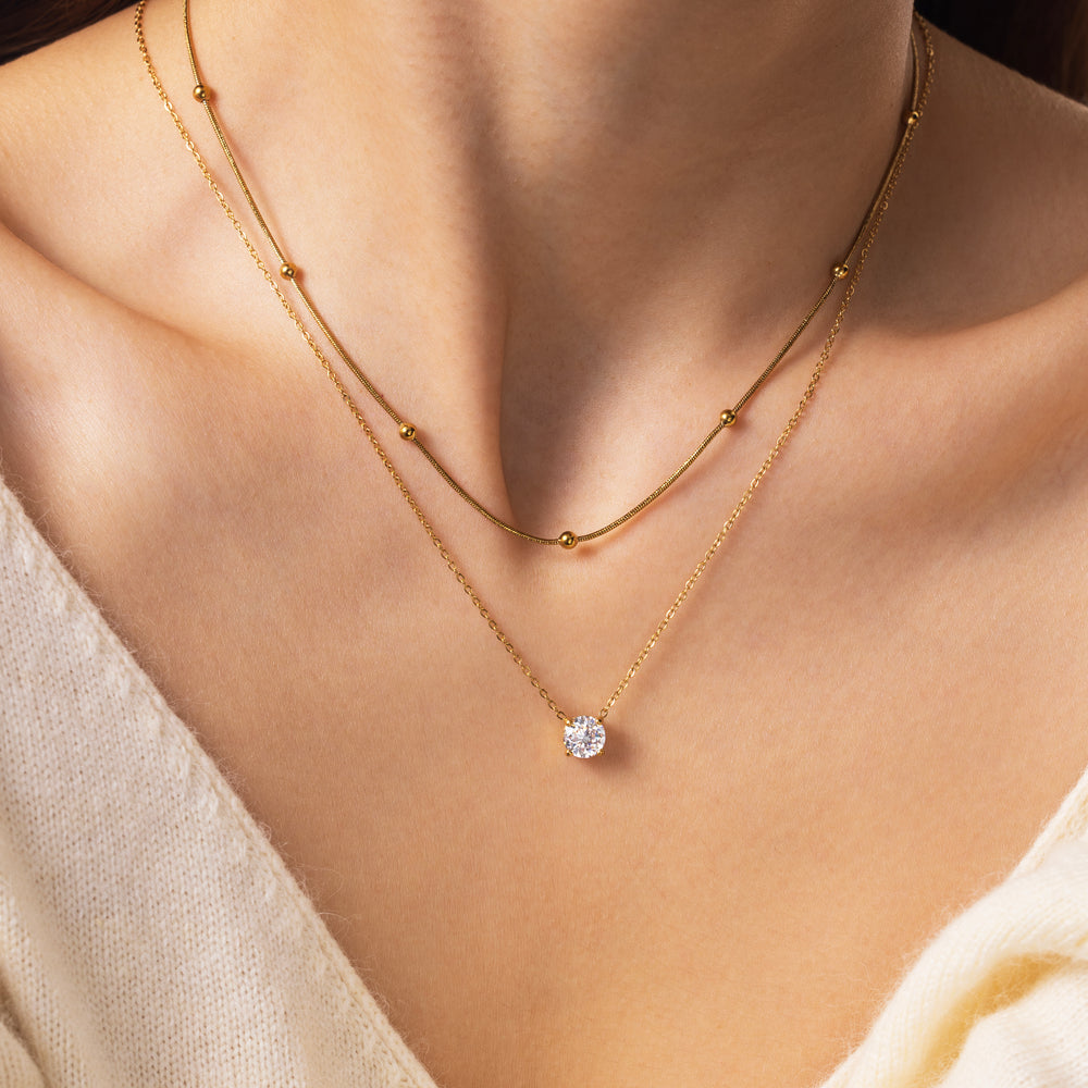 Layered Double Chain Necklace - Gold