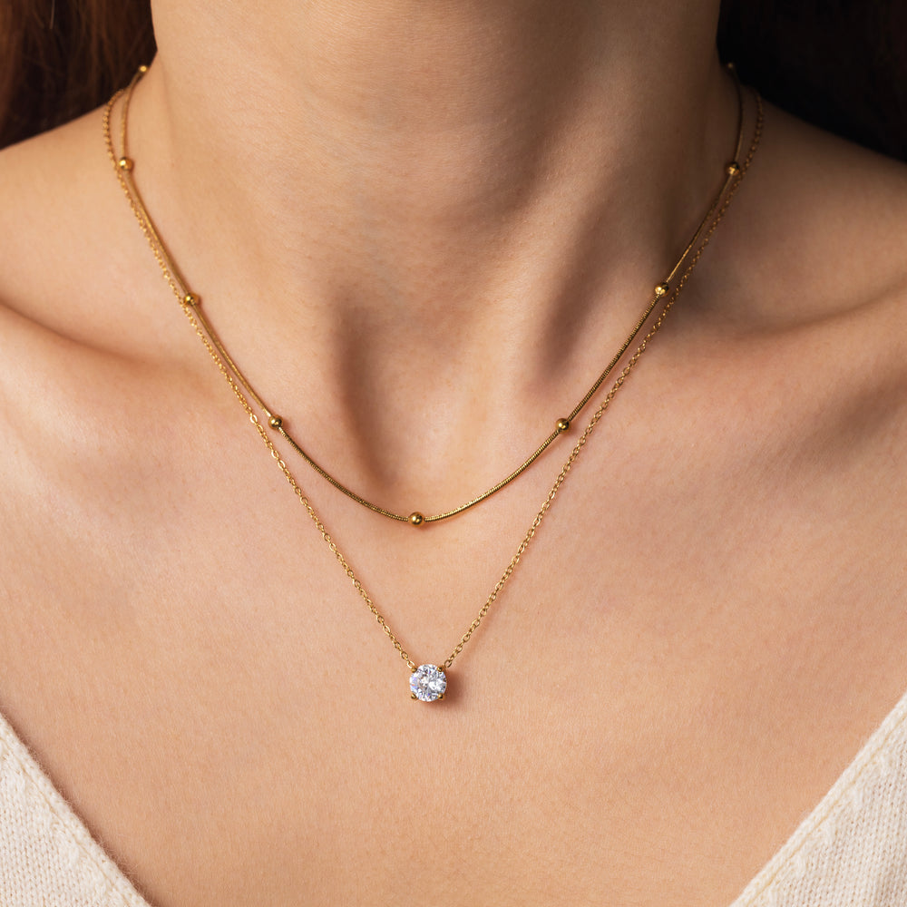 Layered Double Chain Necklace - Gold