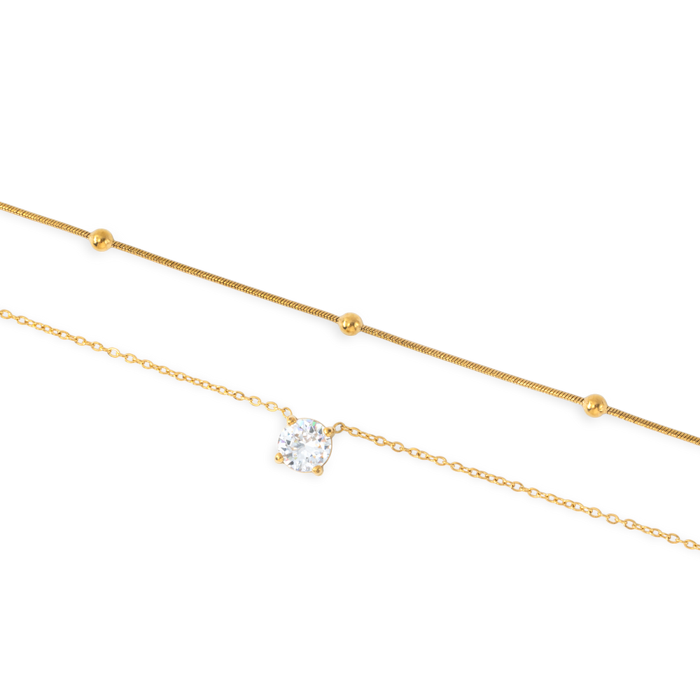Layered Double Chain Necklace - Gold