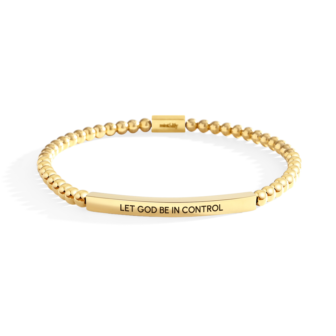 Let God Be In Control Gold Beaded Inspire Bracelet