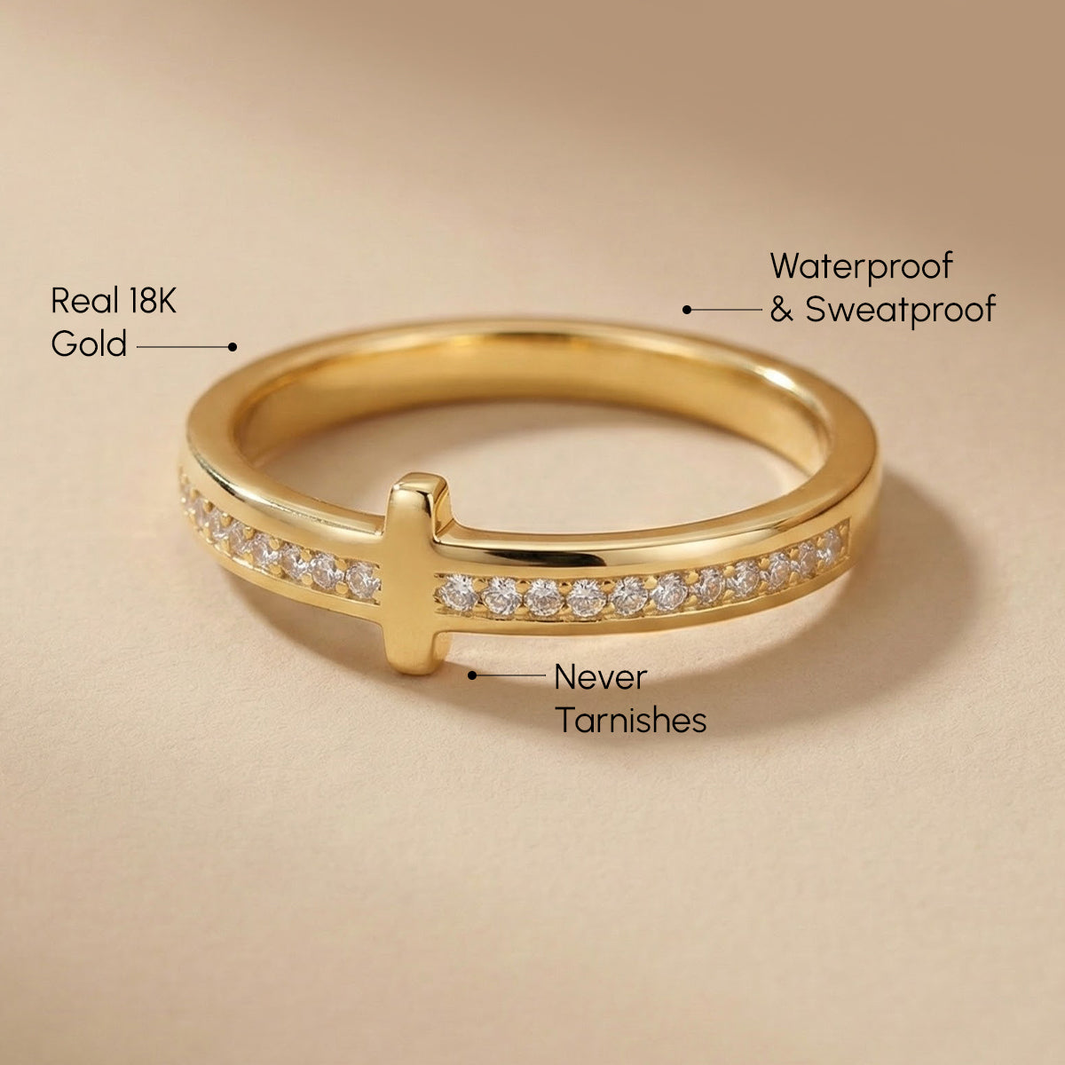 Let God Be In Control Golden Cross Ring