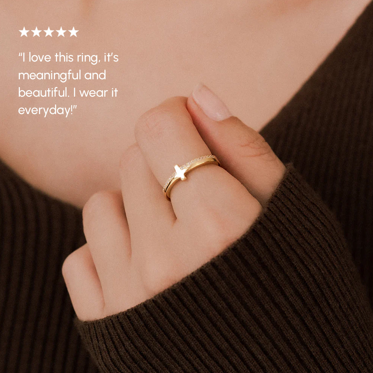 Let God Be In Control Golden Cross Ring