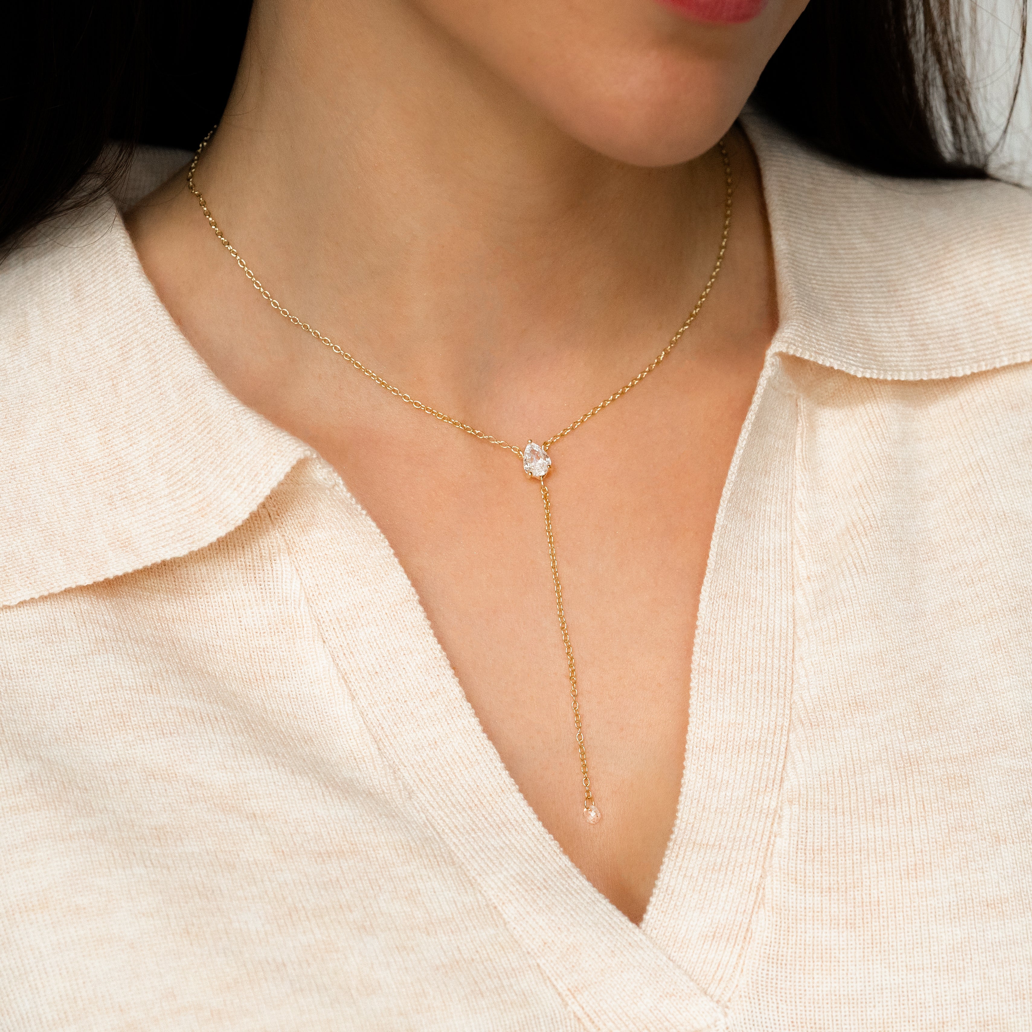 Minimalist Lariat Necklace – Mint & Lily