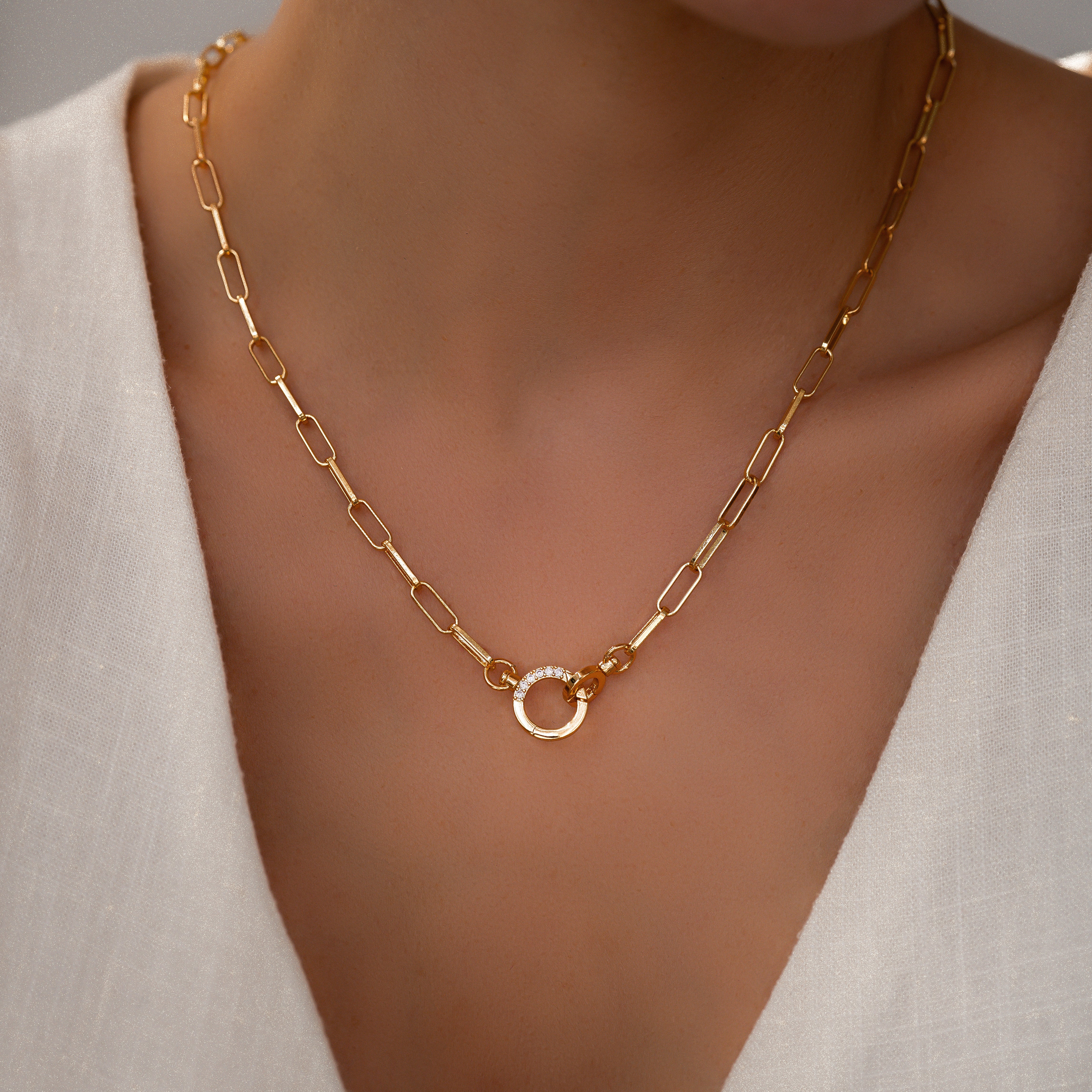 Pave Mint Paperclip Necklace – Mint & Lily