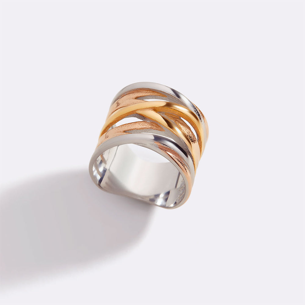 Tri-color ring on a white background
