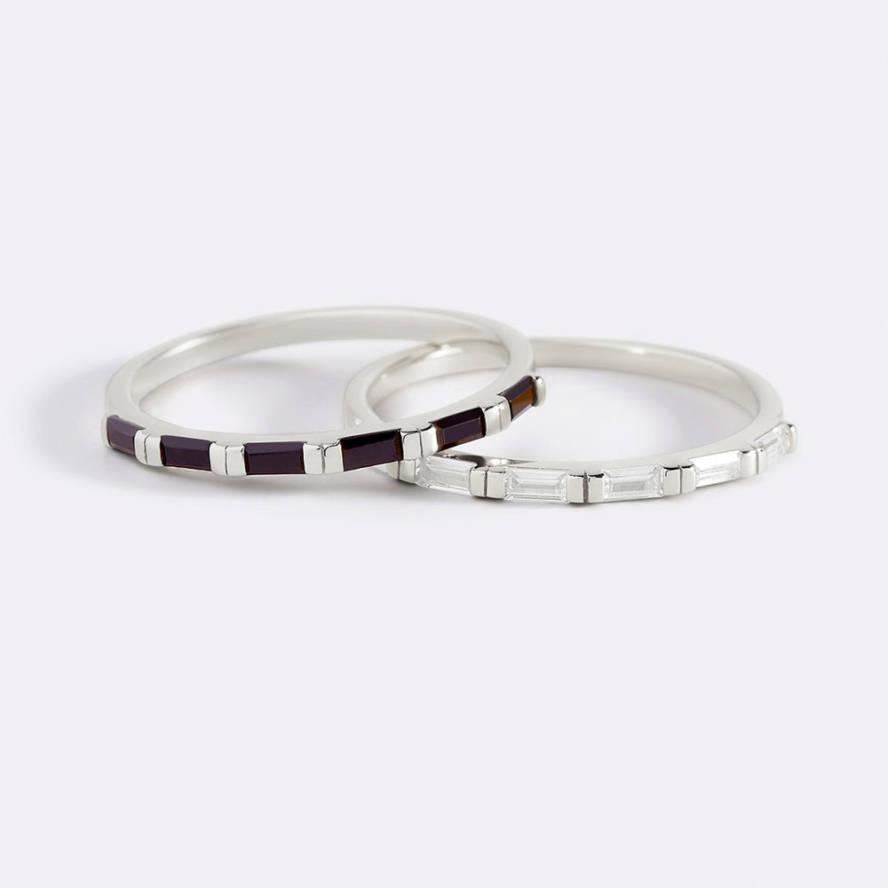 Baguette Diamond Ring - 925 Sterling Silver / Clear / 5
