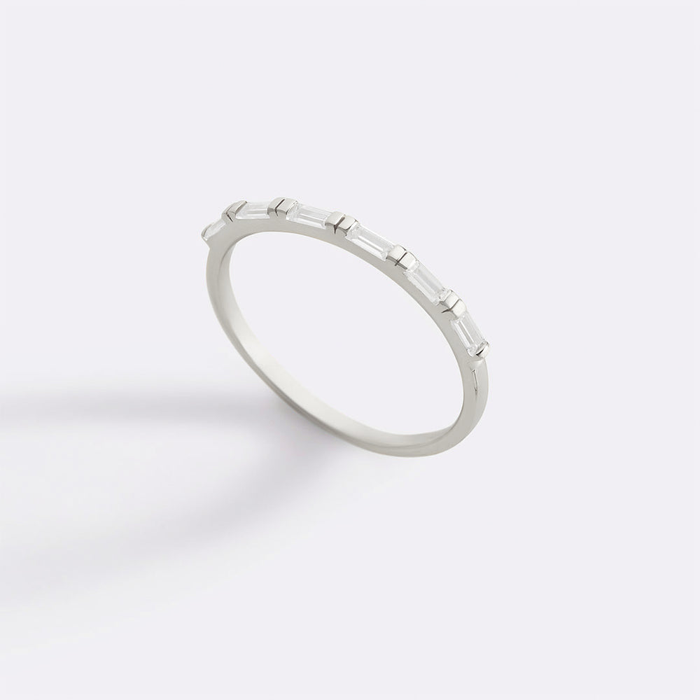 Baguette Diamond Ring - 925 Sterling Silver / Clear / 5