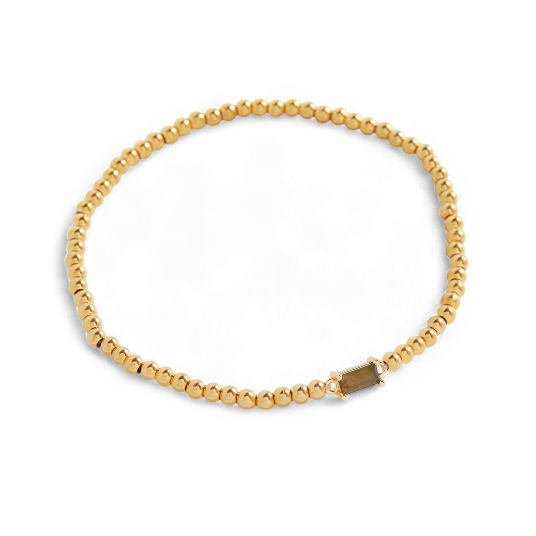 Gold Beaded Birthstone Bracelet – Mint Lily