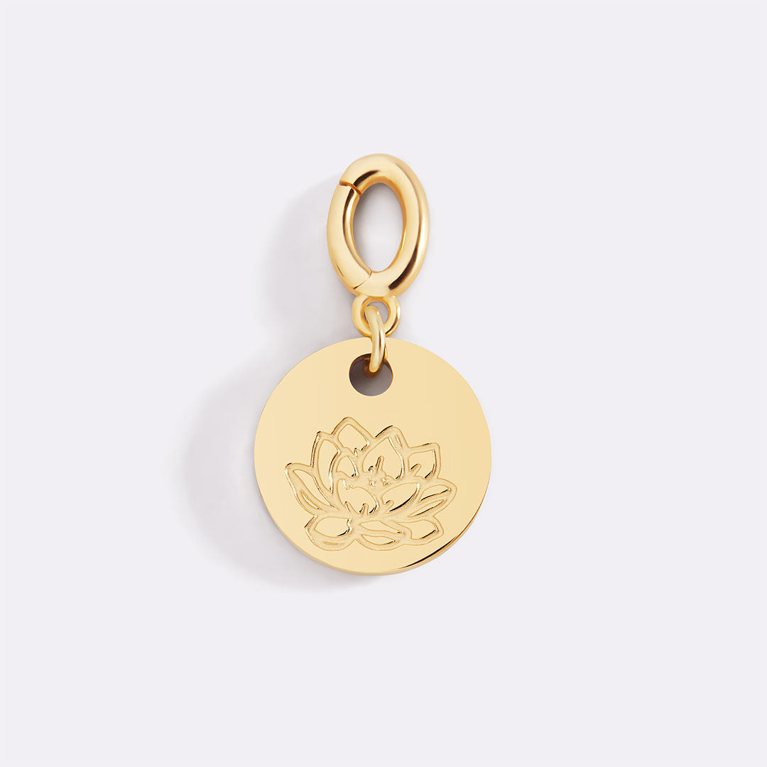 mint and lily birth flower necklace Engraved Birth Flower Disc Charm Necklace Pendant